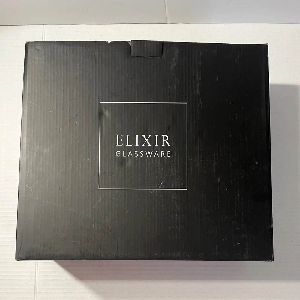 Elixir Square Wine Glasses Set of 4 -‎ Crystal Large (Pack 4), Clear